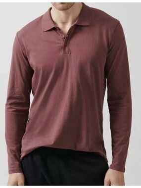 ATM Anthony Thomas Melillo Long Sleeve Polo — Dusty Mauve